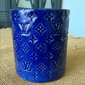 Blue Embossed Decorative Vase